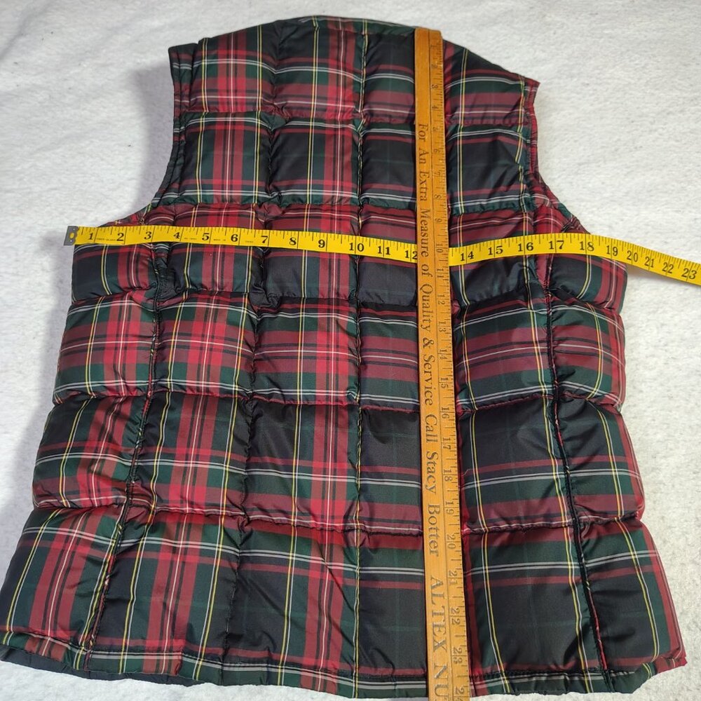 Eddie Bauer Goose Down Vest Womens Plaid Red Green Black Full Zip Puffer - Picture 7 of 16